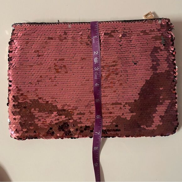 Urban Expressions Pink & Silver Sequins “Rosé All Day” Clutch NWOT - Picture 6 of 6